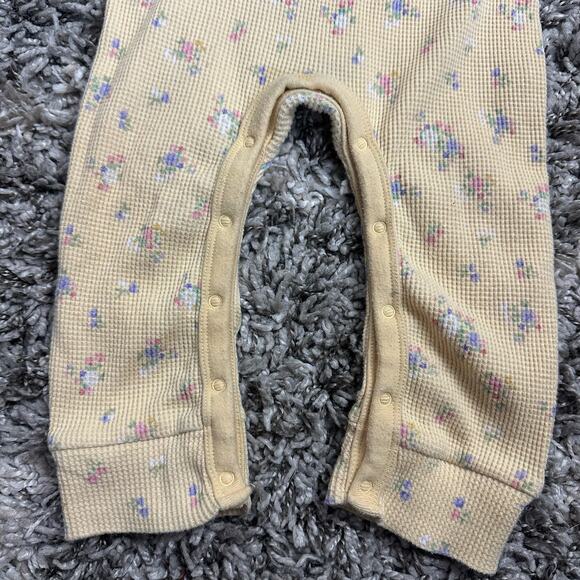 Modern Moments Yellow Floral Waffle Knit Jumpsuit Romper Buttons 24 Months - Picture 5 of 7